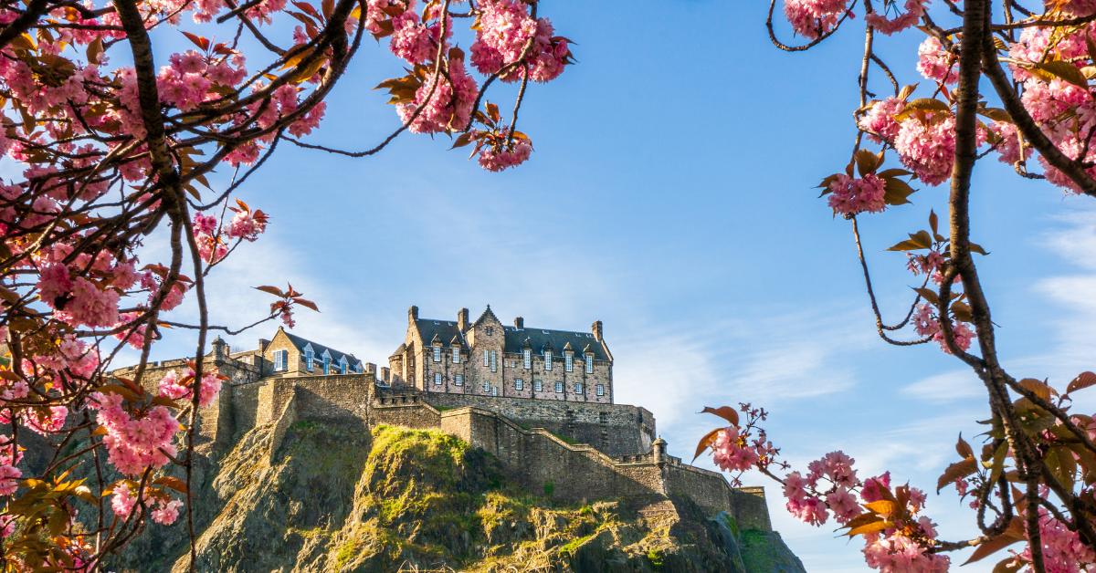 Ireland and Scotland feature beautiful castles like Ediburgh Castle, pictured on a cliff