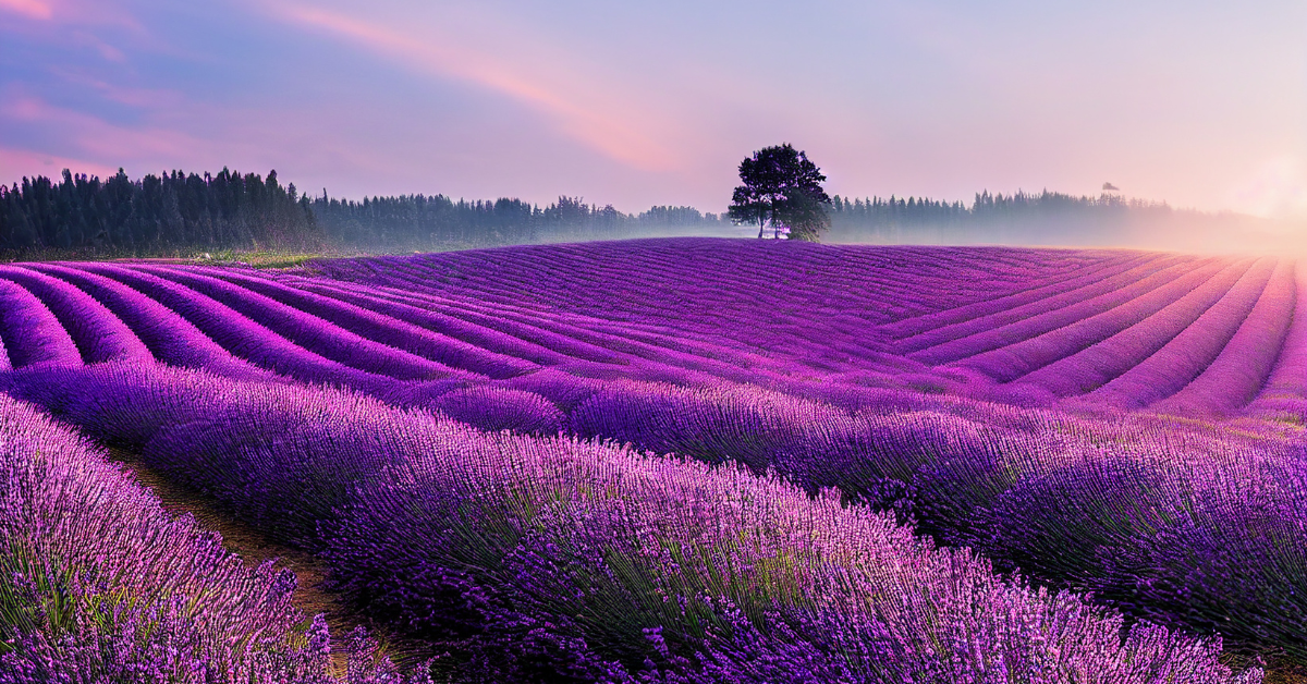 Many people travel to France to visit the lavender fields pin Provence. Vast swaths of beautiful purple flowers on rolling hills.